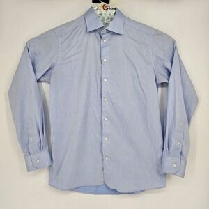 Eton Shirt Mens 41 16 Blue Contemporary Long Sleeve Casual Preppy Button Up